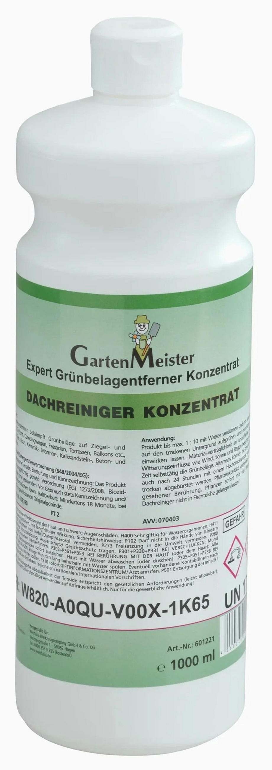 UNKRAUTVERNICHTER Dach & Grünbelagentferner, 1 Liter - Weiß, Kunststoff (0.8/1/2.5cm) - Westfalia