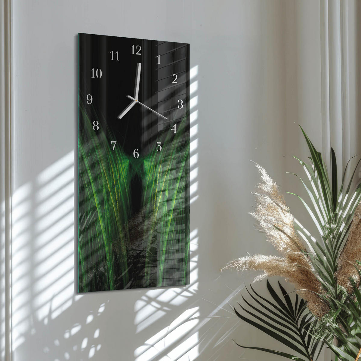 WANDUHR 30x60 cm - Abstraktion - Grün, Glas (30/60/0.4cm) - TULUP