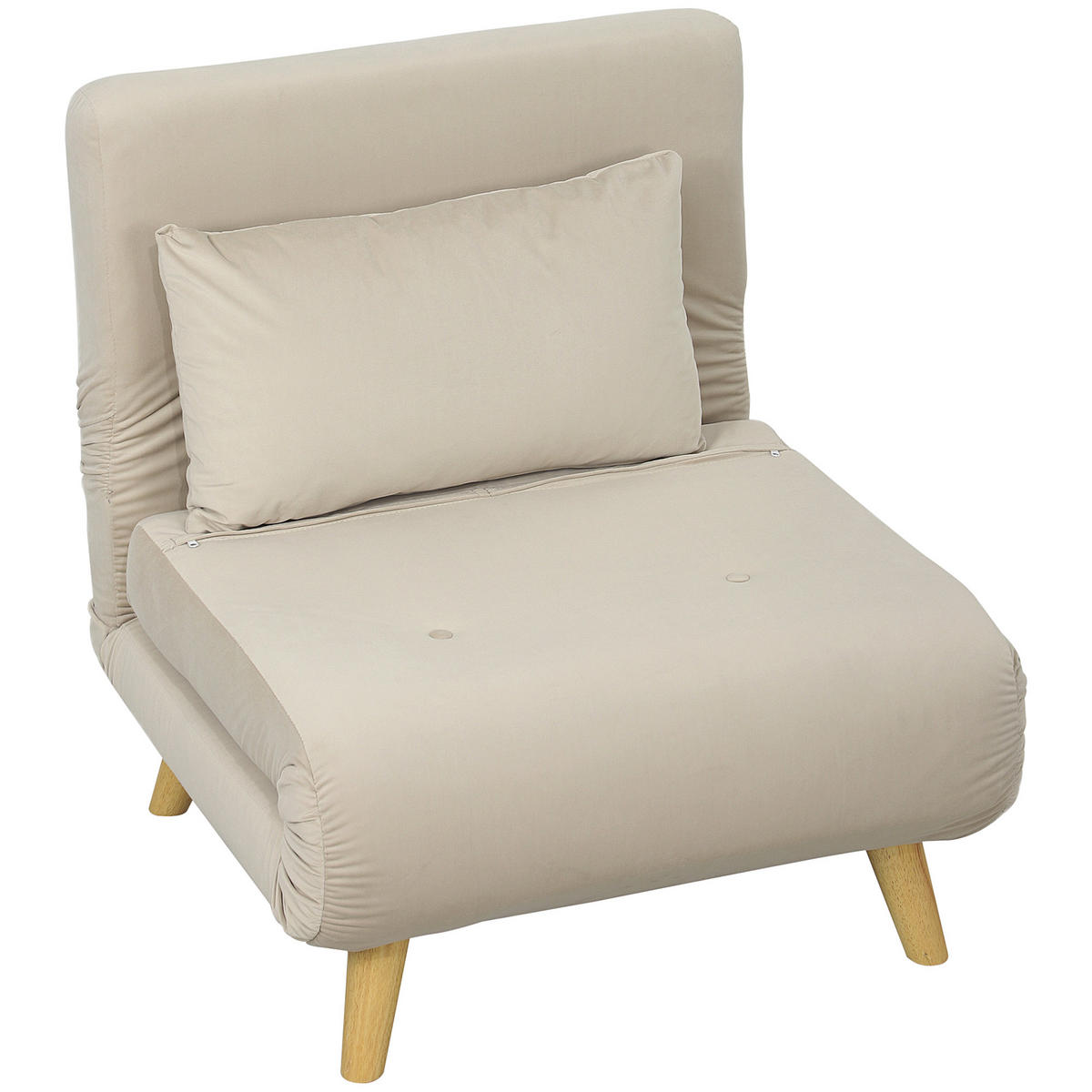 SCHLAFSESSEL DE-08190 mit Bettfunktion, Samtoptik, 6-fach verstellbar Beige - Beige, Metall (78/79/72cm) - ComfortXL