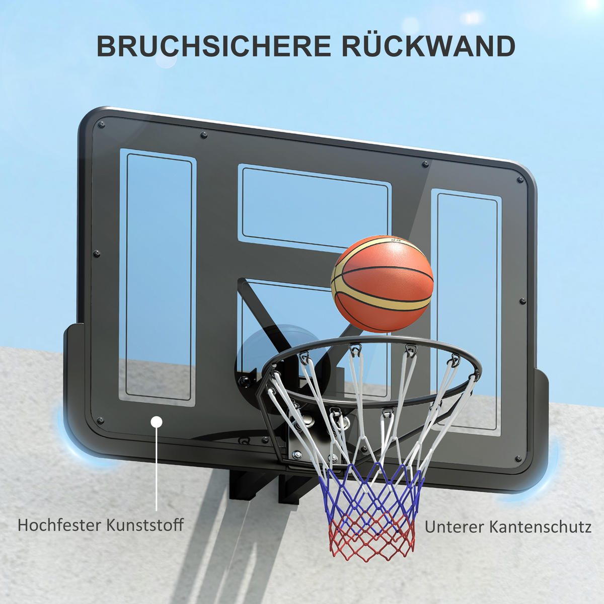 BASKETBALLKORB DE-10353 wandmontiert, wetterbeständig Schwarz - Schwarz, Metall (23/110cm) - ComfortXL