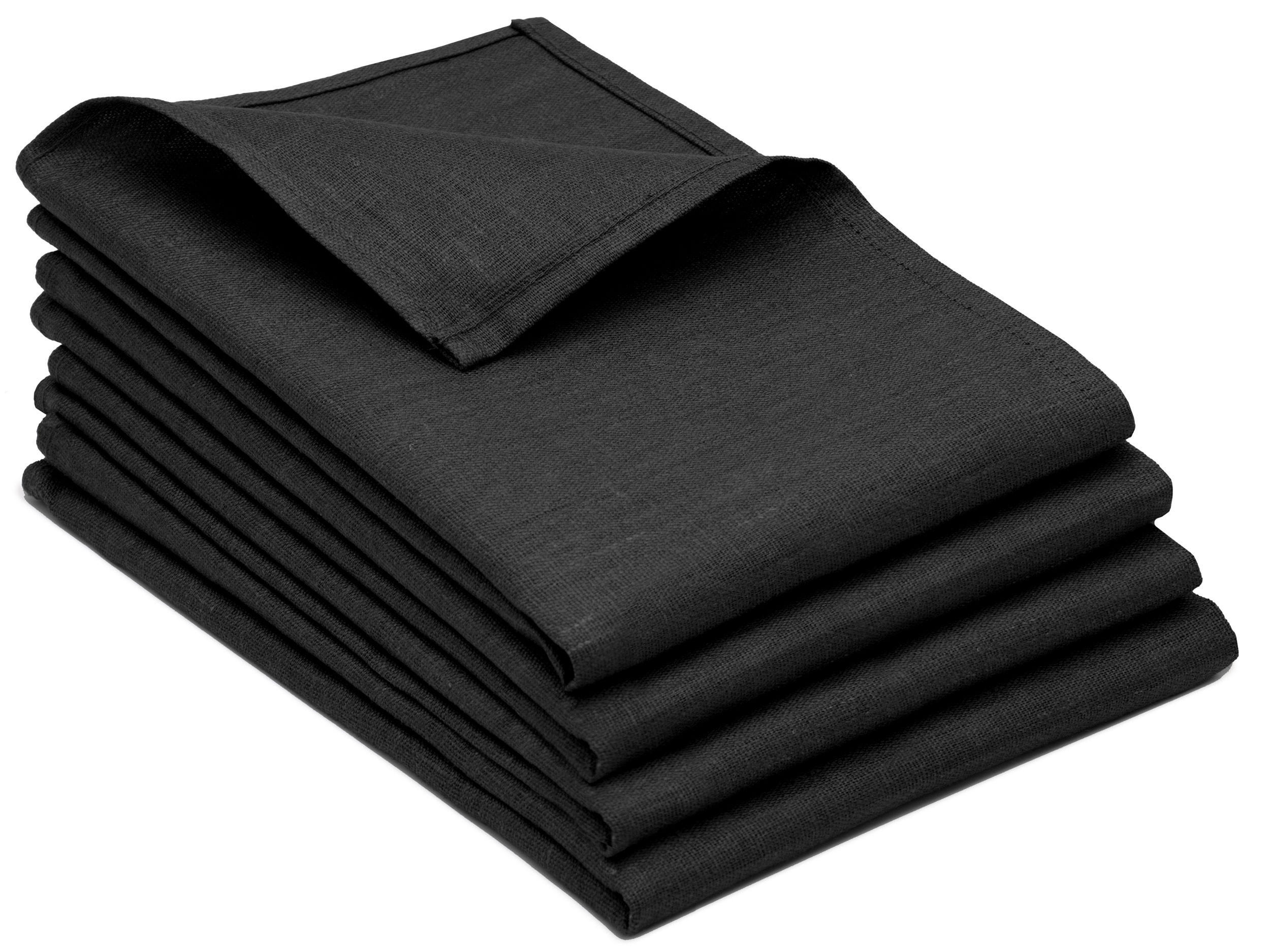 GESCHIRRTÜCHER, 4er-Set, 50x70 cm, 100% Leinen, Schwarz - Schwarz, Textil (50/70cm) - Zollner