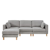 ECKSOFA L-förmiges 235/152/78 cm 3-Sitzer mit Hocker, Polyester-Bezug, Hellgrau - Hellgrau, Textil (152/253cm) - Redom