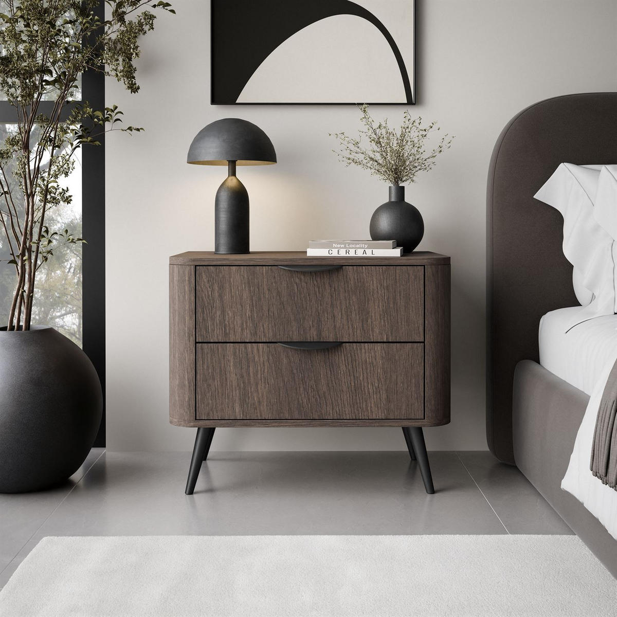 NACHTTISCH TWILIGHT mit Schubladen - Eichefarben, Holzwerkstoff (63/55/38cm) - Lookway