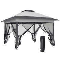 PAVILLON DE-13982 Pop-up, 4 Moskitonetze Grau - Grau, Metall (364/298/364cm) - ComfortXL
