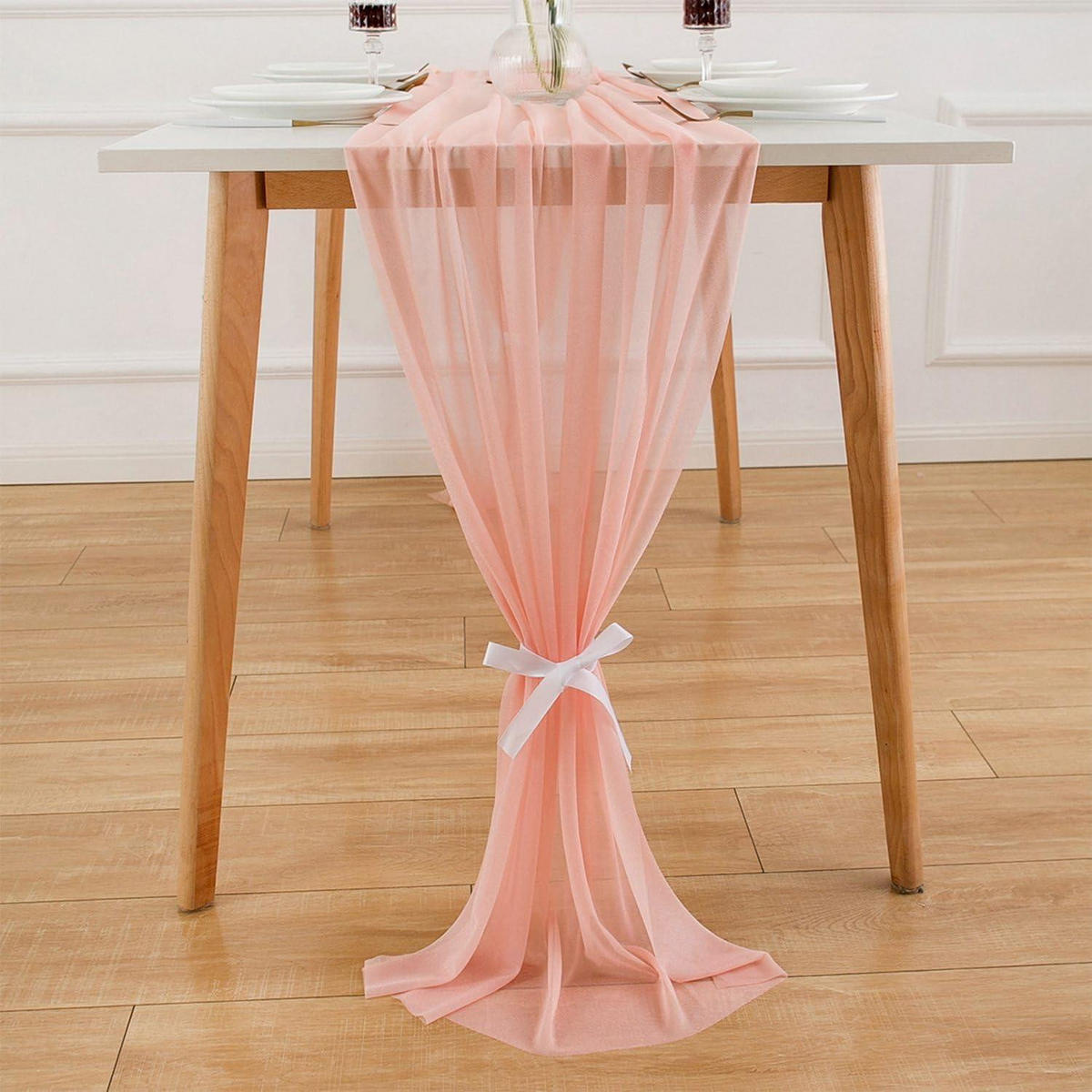 TISCHLÄUFER Chiffon 300 x 70 cm Rosa - Rosa, Textil (300/70/1.5cm)