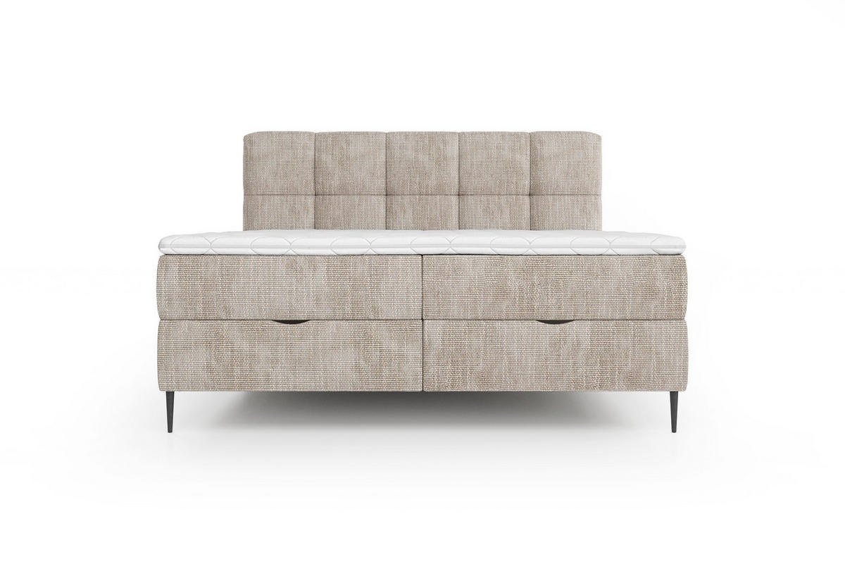 BOXBETT Edel 180x200 cm mit Bettkasten – Beige, modernes Design - Beige, Textil (180/200cm)