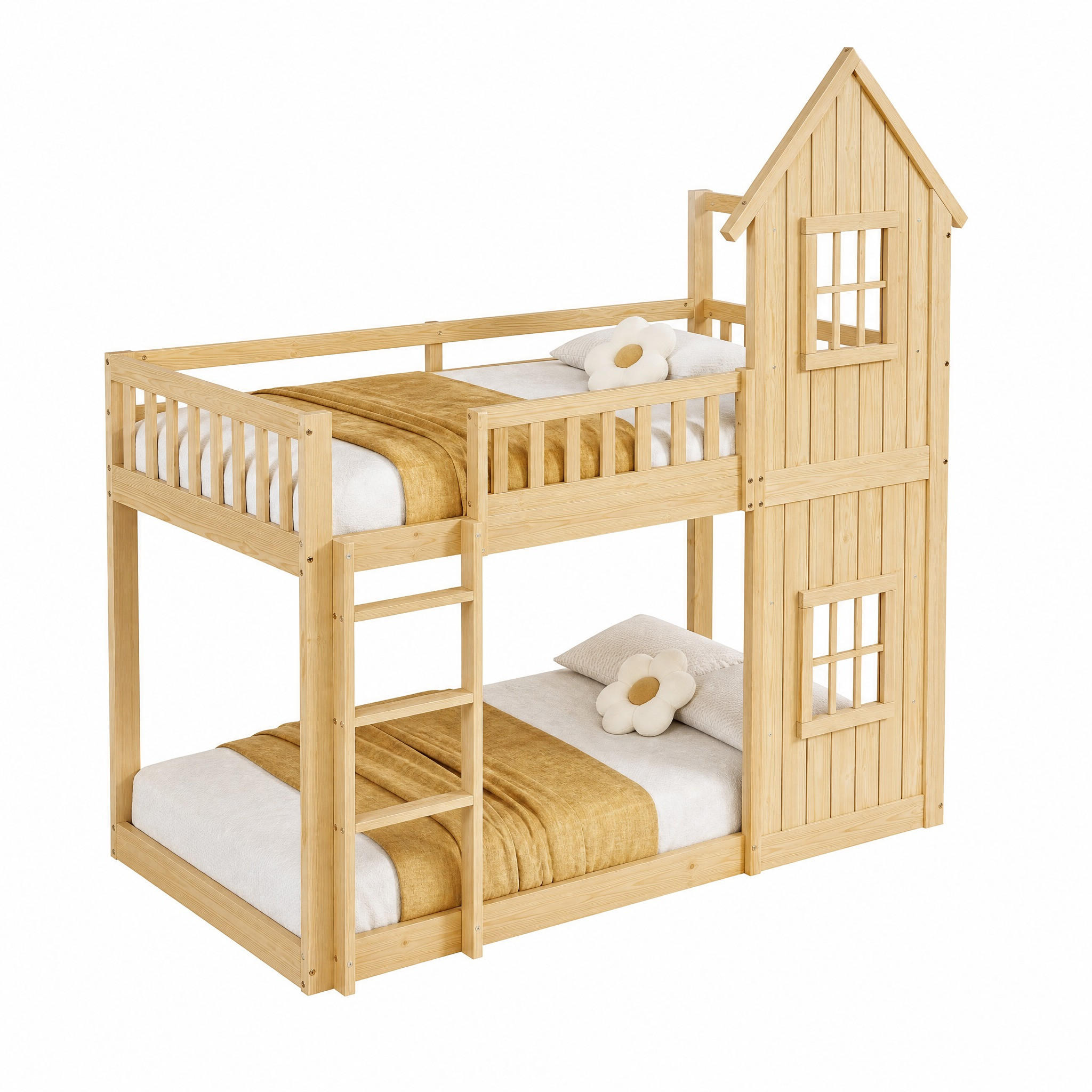 ETAGENBETT in Hausform 90x200 cm Kiefer und MDF Natur - Naturfarben, Holzwerkstoff (90/200cm) - Beauniv