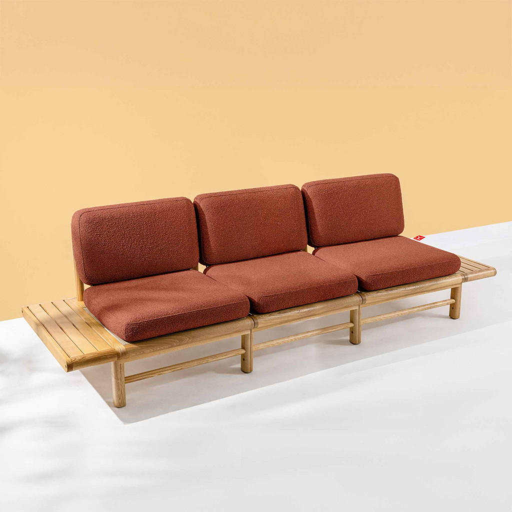 Thumbnail - Konsimo® Gartensofa, Orange, Holz, Textil, 260x74x80 cm, Loungemöbel, Gartensofas