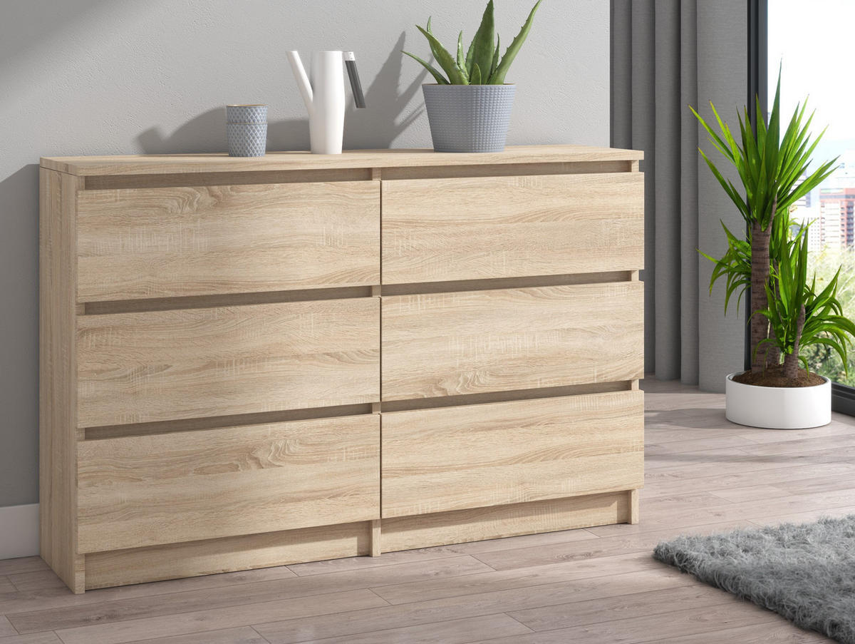 KOMMODE bella6 Sonoma - Sonoma Eiche, Holzwerkstoff (119/76/35cm) - roe furniture