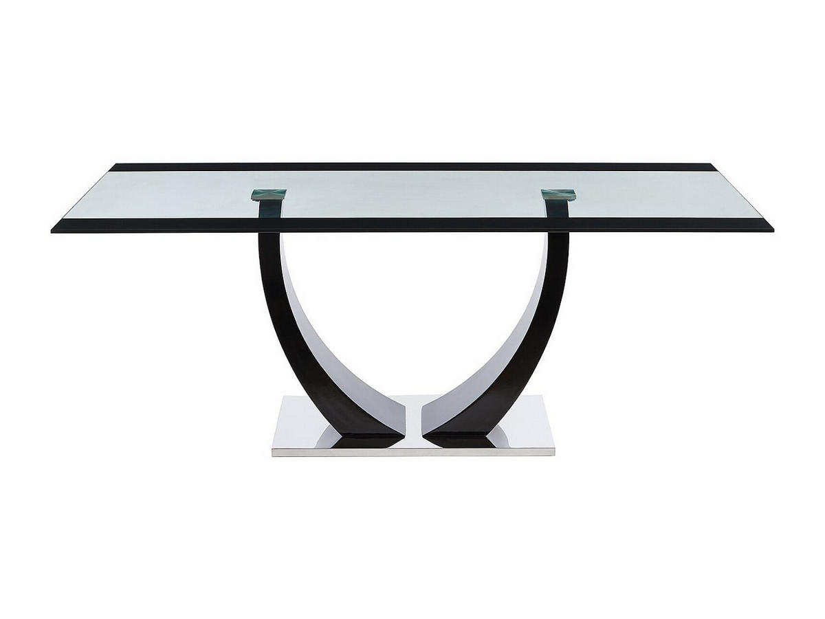 ESSTISCH - 8 Personen - MDF & Glas - Schwarz - MEZZO - Transparent, Glas (200/100/74.5cm) - Vente-Unique