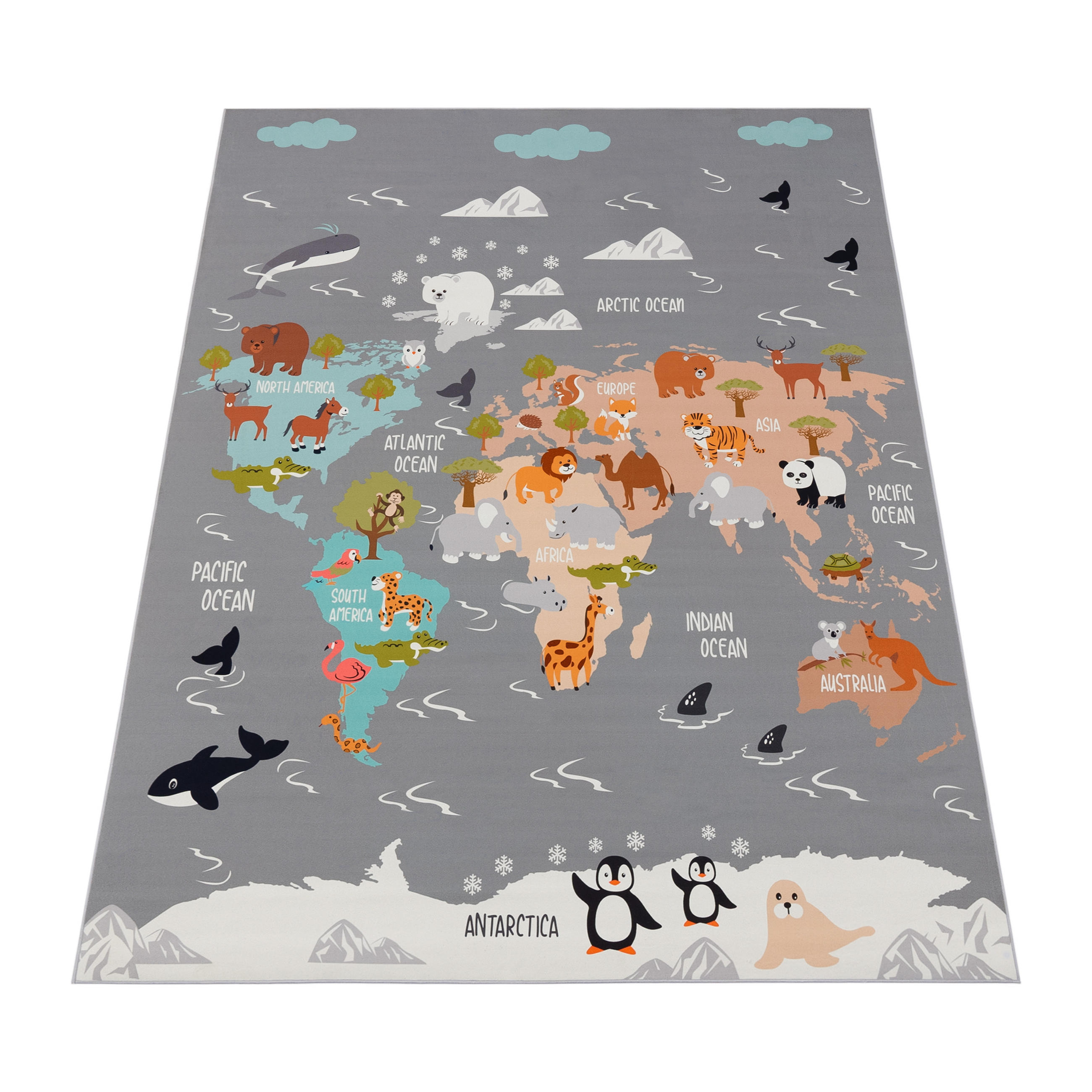 Paco Home Kinderteppich Grau 100x200 cm