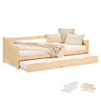 AUSZIEHBETT mit Matratze 90/200 cm Natur - Naturfarben, Holz (90/200cm) - Homestyle4u