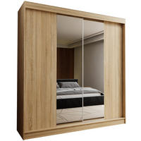 SCHWEBETÜRENSCHRANK LUCENZA 200/216/61 cm 2-türig mit Spiegel Sonoma Eiche - Sonoma Eiche, Holzwerkstoff (200/216/61cm) - MASSENO