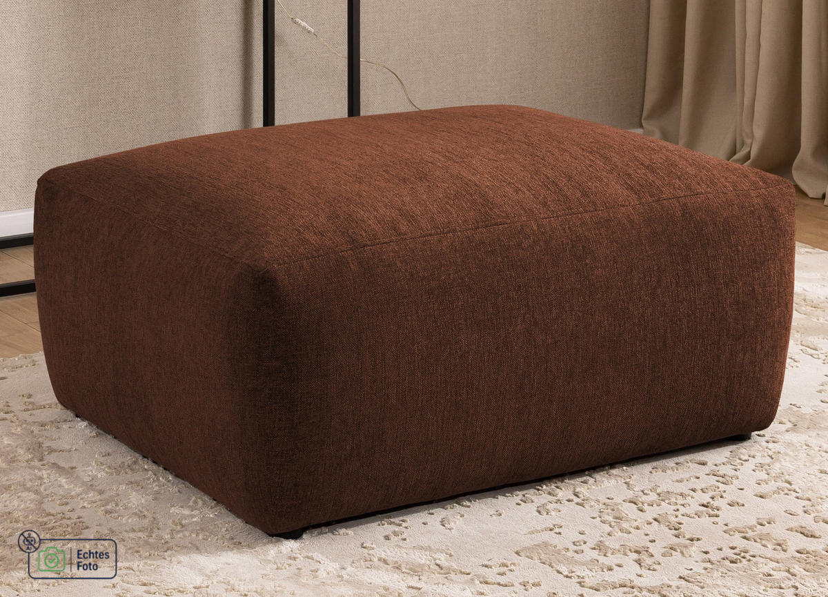 HOCKER Lennon aus Braun Strukturstoff mit vielseitiger Nutzung - Schwarz/Braun, Holz/Kunststoff (102/42/76cm) - S-Style