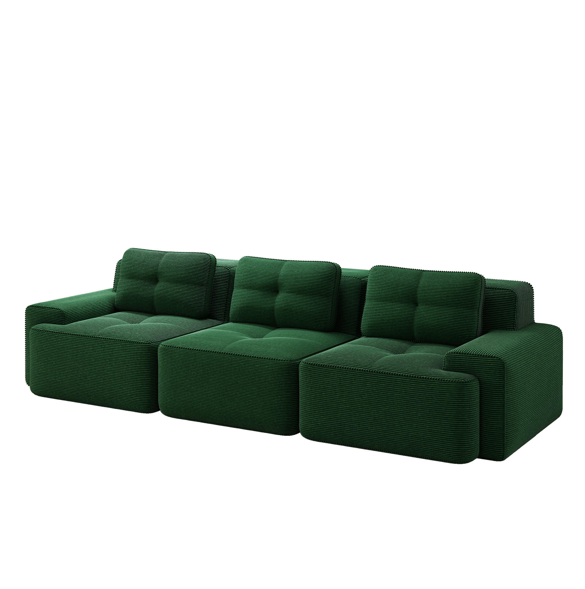 SOFA modular mit Tiefsitz 74 cm Cord Grün - Grün, Textil (293/69/104cm) - IVMEU