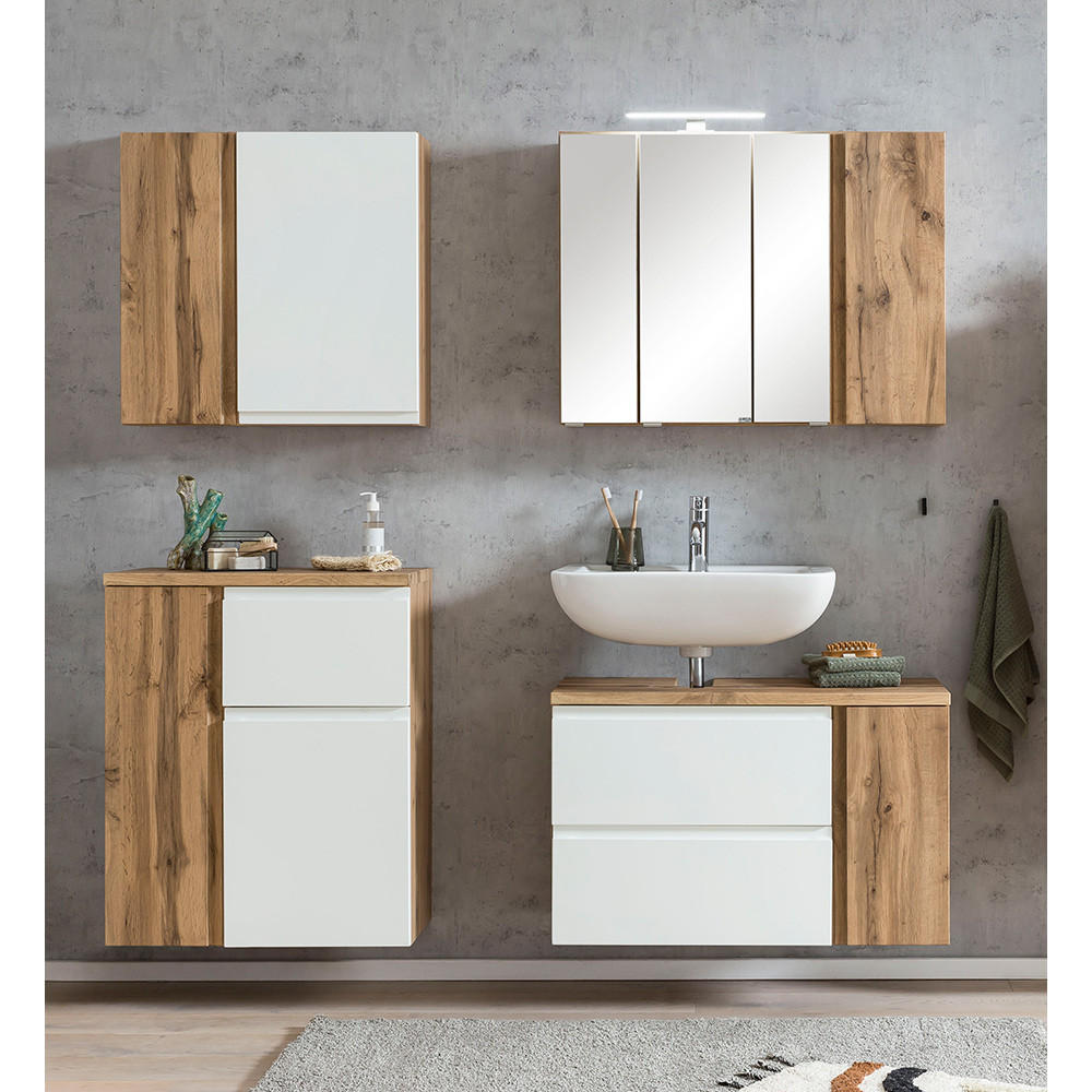 BADMÖBEL-SET 4-TLG. Vasto-03 - Weiß, Holzwerkstoff (165/200/35cm) - Lomado