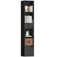 BÜCHERREGAL,4 Ablagen Schrank Schublade 30x24x158cm,schwarz - Schwarz, Holzwerkstoff (30/158/24cm) - Vallsero