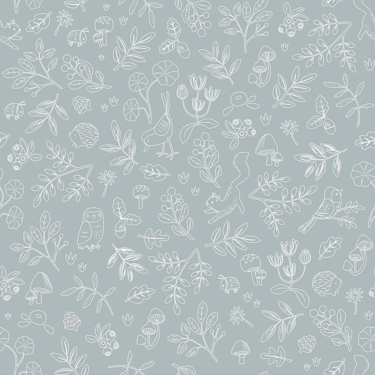 TAPETE Forest Wonders - Blau/Weiß, Papier/Kunststoff (53/1000cm) - Little Dutch