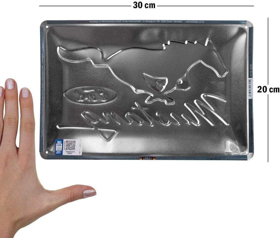BLECHSCHILD 20/30 cm Ford Mustang Horse Logo Black - Multicolor, Metall (30/20/0.2cm) - Nostalgic-Art