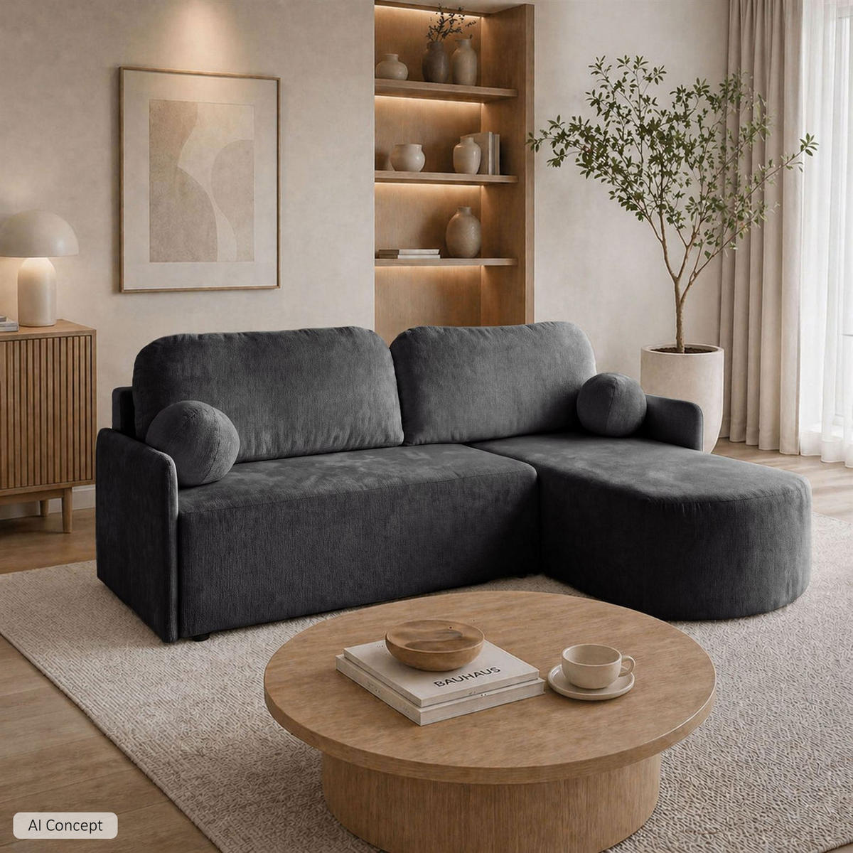 ECKSOFA BLISS mit Schlaffunktion und Bettkasten Harmony 90 - Grau, Textil (212/160cm) - Lookway