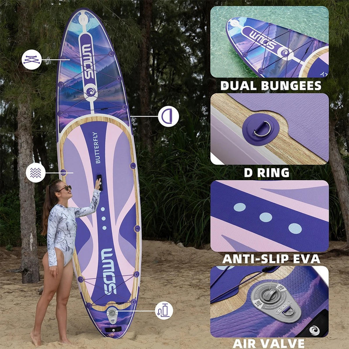 STAND UP PADDLE BOARD Lila - Lila, Kunststoff (335/85cm) - Kaket