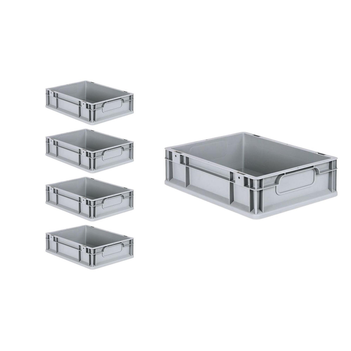 EUROBOX 5x Nextgen Economy Mit Auflagedeckel Grau/Schwarz Griffe Geschlossen - Schwarz, Kunststoff (30/12/40cm) - PROREGAL