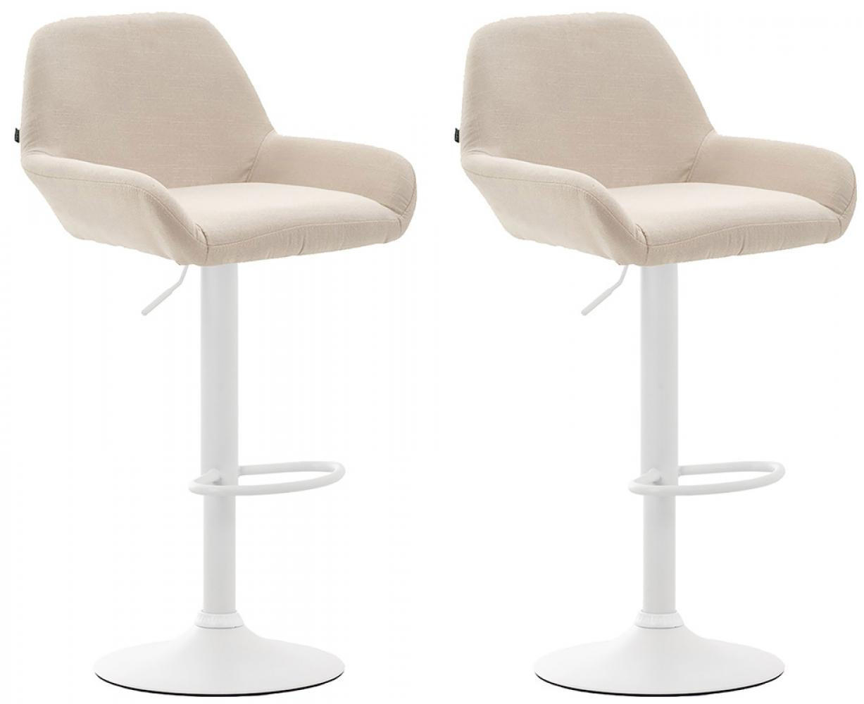 BARHOCKER 2er Set Stoff creme - Creme/Weiß, Textil/Metall (51/89/52cm) - CLP
