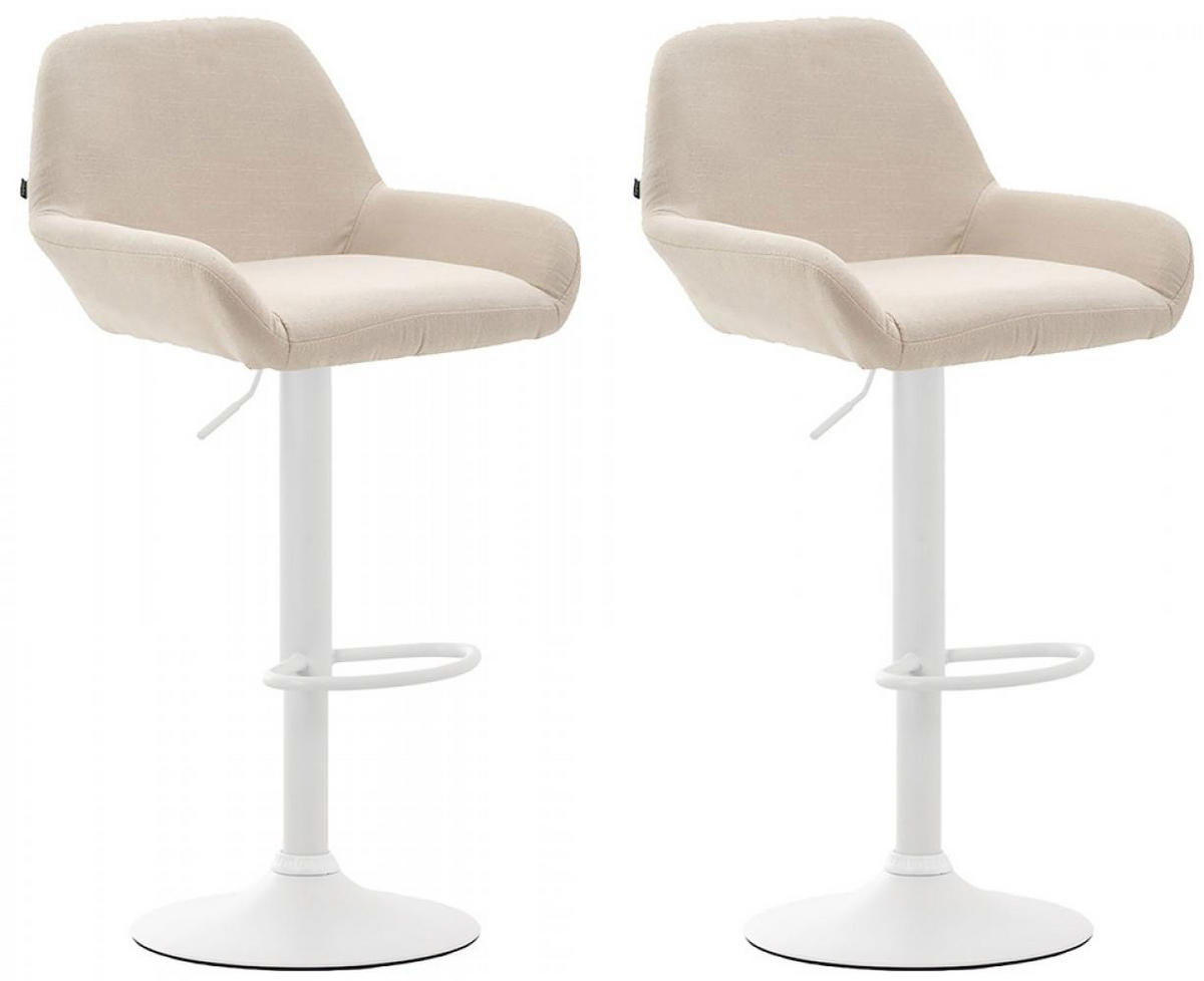 BARHOCKER 2er Set Stoff creme - Creme/Weiß, Textil/Metall (51/89/52cm) - CLP