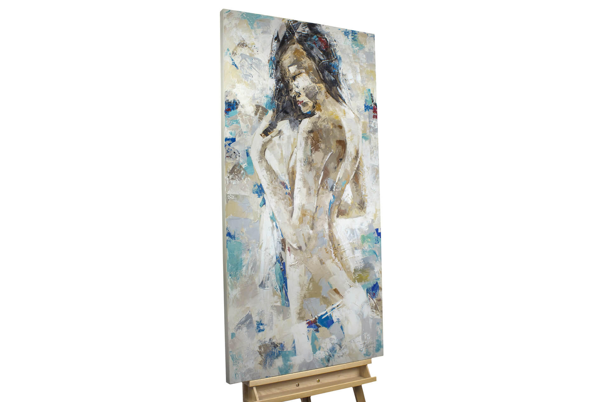 ACRYLBILD HANDGEMALT 60/120 cm - Blau, Holz/Textil (60/120cm) - KUNSTLOFT