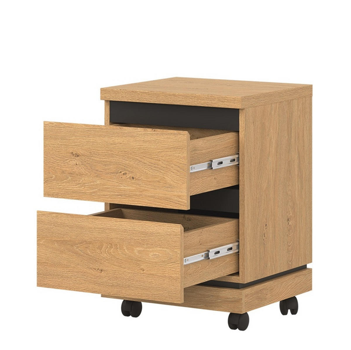 JUGENDZIMMER Art Set B mit Bett 120 x 200 - Steineiche / Schwarz - Eichefarben/Schwarz, Holzwerkstoff (128/106/220cm) - QMM TraumMöbel