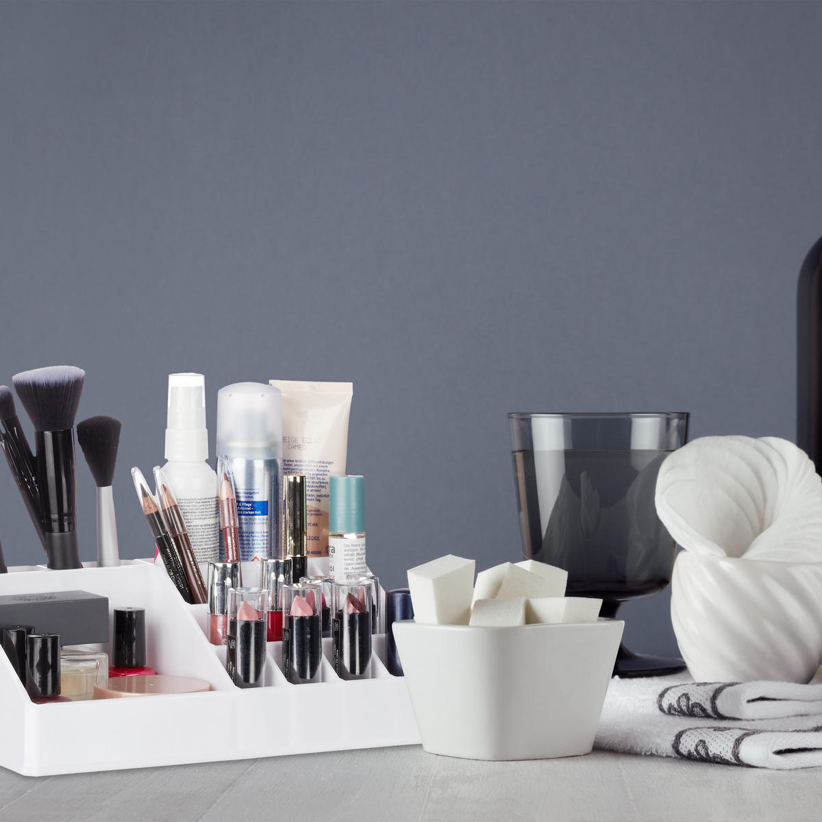 KOSMETIKORGANIZER - Weiß, Kunststoff (22/8/12.5cm) - Relaxdays