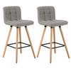 BARHOCKER 2er Set, Massivholz, Leinen, Hellgrau - Hellgrau/Naturfarben, Holz/Textil (46/96/46cm) - Woltu