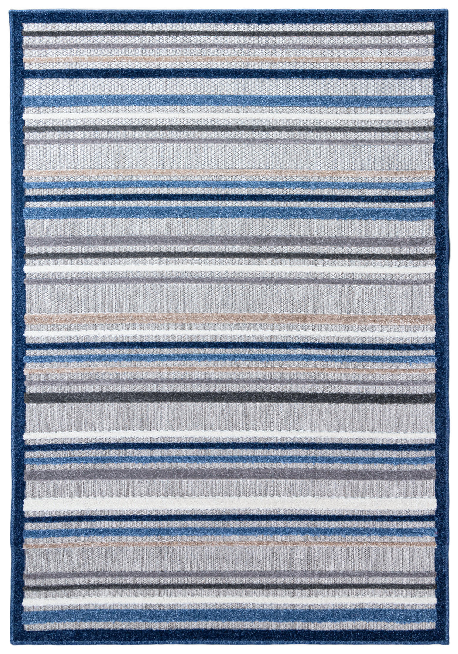 TEPPICH In-Outdoor Blau Abstract, Streifen - Kurzflor Rechteckig Grau - 80 x 150 cm - Blau/Grau, Textil (80/150cm) - Mazovia