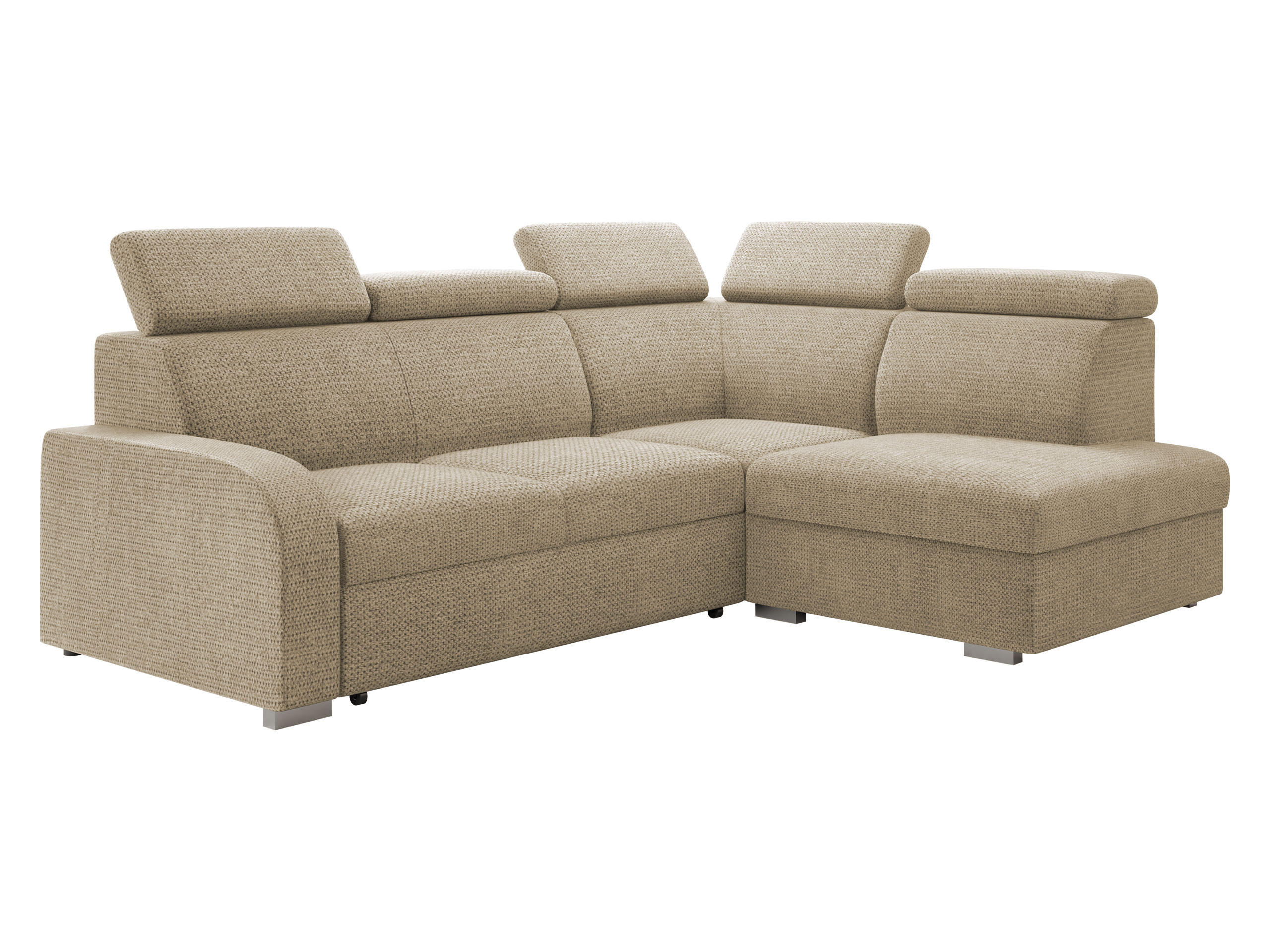 ECKSOFA Oslo 2rRLXp, Seite: Rechts 2R+R+LXP - Silberfarben/Naturfarben, Holz/Textil (250/200cm) - MIRJAN24