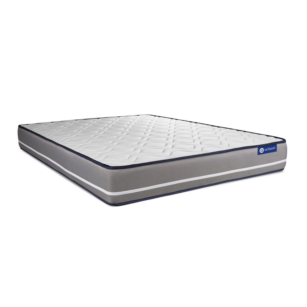 BETT Actimemo pur Memory-Schaum 130 x 190 cm h3 - Kit Bettgestell Grau - Beige/Grau, Karton/Holz (130/190cm) - ACTISOM