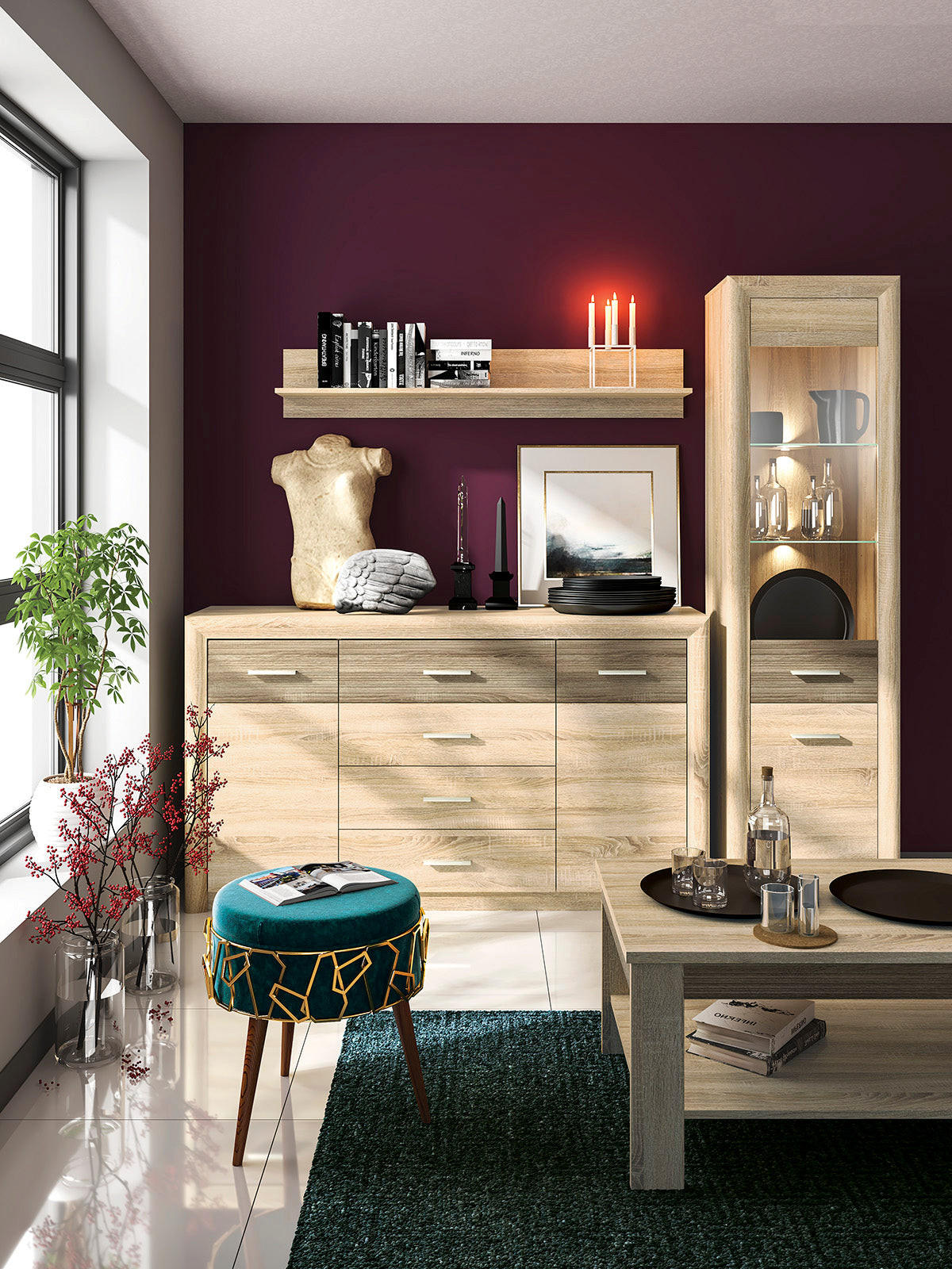 SIDEBOARD – 165 cm – Castel – Eichefarben / Sonoma Eiche – KO-020 - Eichefarben/Sonoma Eiche, Holzwerkstoff (165/94/43cm) - hi-markt