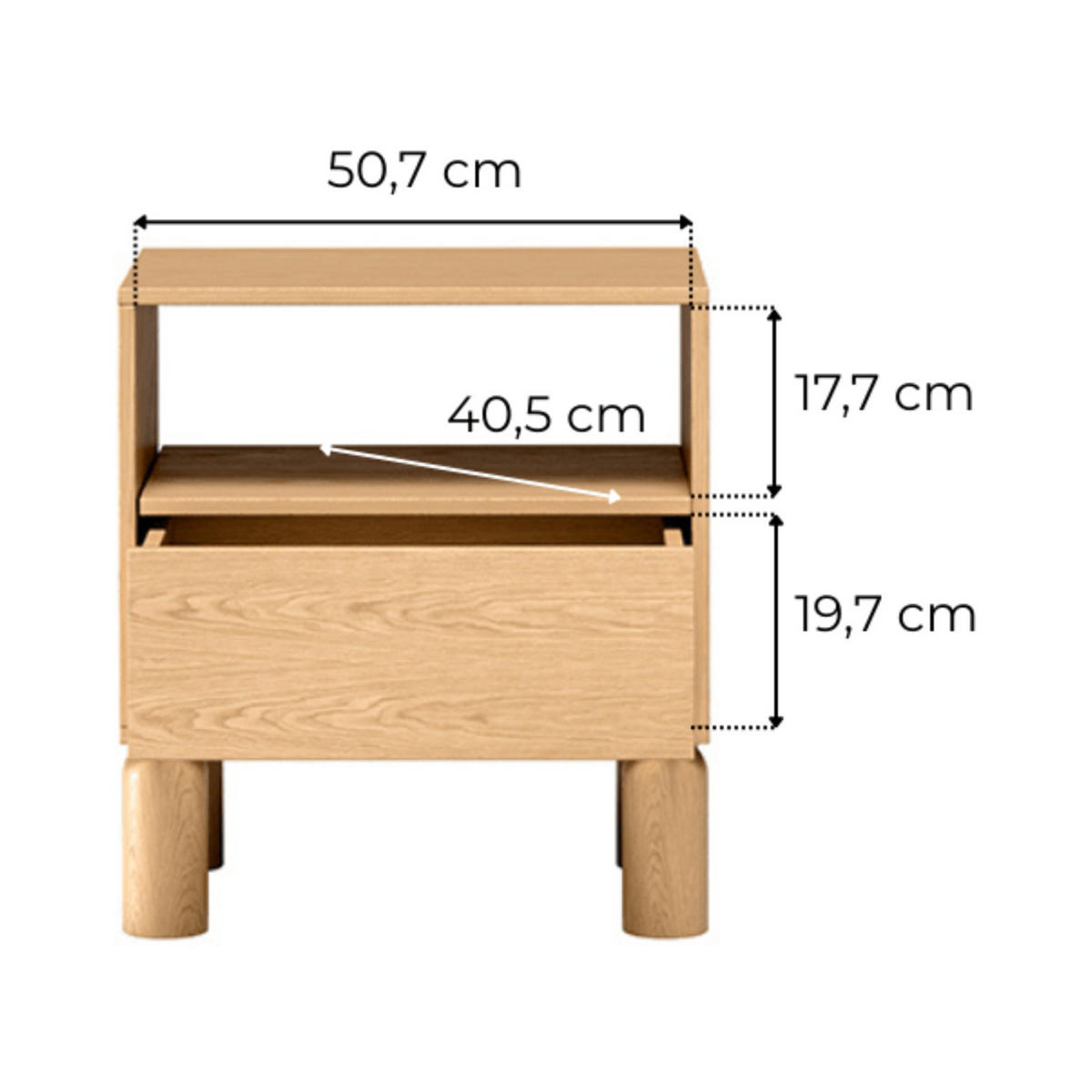 NACHTTISCH Sanden SN-10 54,4 x 60,2 x 40,6 cm Eiche Bookmatch - Eichefarben, Holz/Holzwerkstoff (54.4/60.2/40.6cm) - Koseto