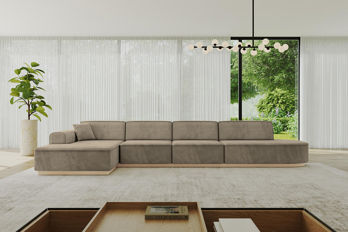 ECKSOFA Ottomane Links IREA-L3 - 413x171x83 cm Braun - Braun, Holzwerkstoff/Textil (413/171cm) - ALTDECOR