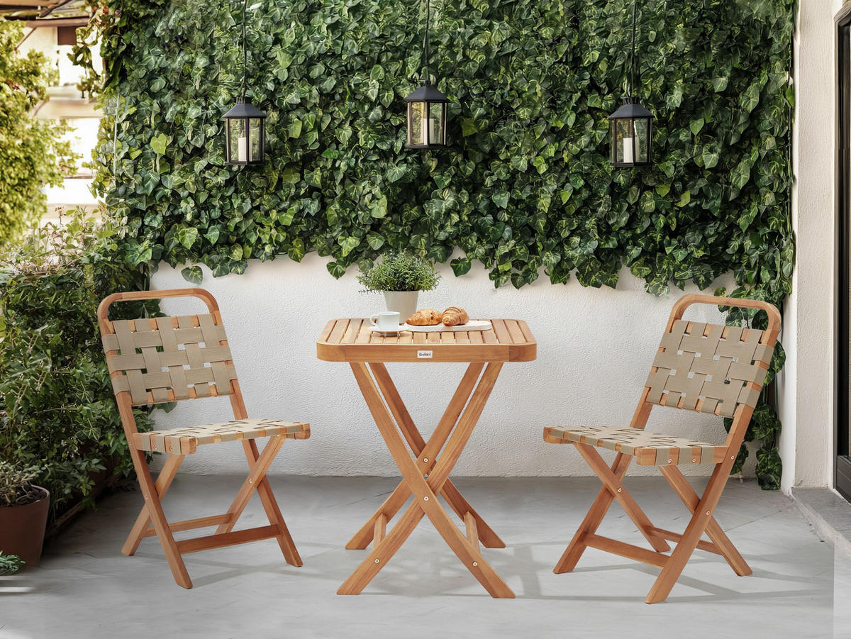 BISTRO-SET klappbar zertifiziertes Akazienholz Braun Calciano - Braun, Holz - Beliani