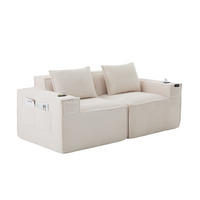 SOFA 2-Sitzer modular mit Getränkehaltern 188 cm Beige - Beige, Kunststoff (188/75/90cm) - Meubliv