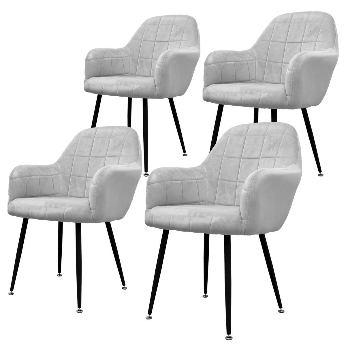 ESSZIMMERSTUHL Samt Hellgrau 4er Set - Hellgrau, Textil (47/83/45cm) - ECD-Germany