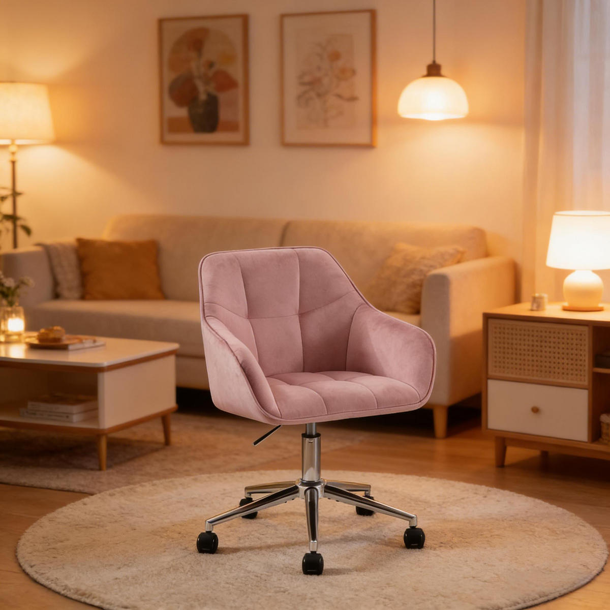 BÜROSTUHL Pink 61/40,5/40 cm - Pink, Metall (61/40/40.5cm) - PANGIVO