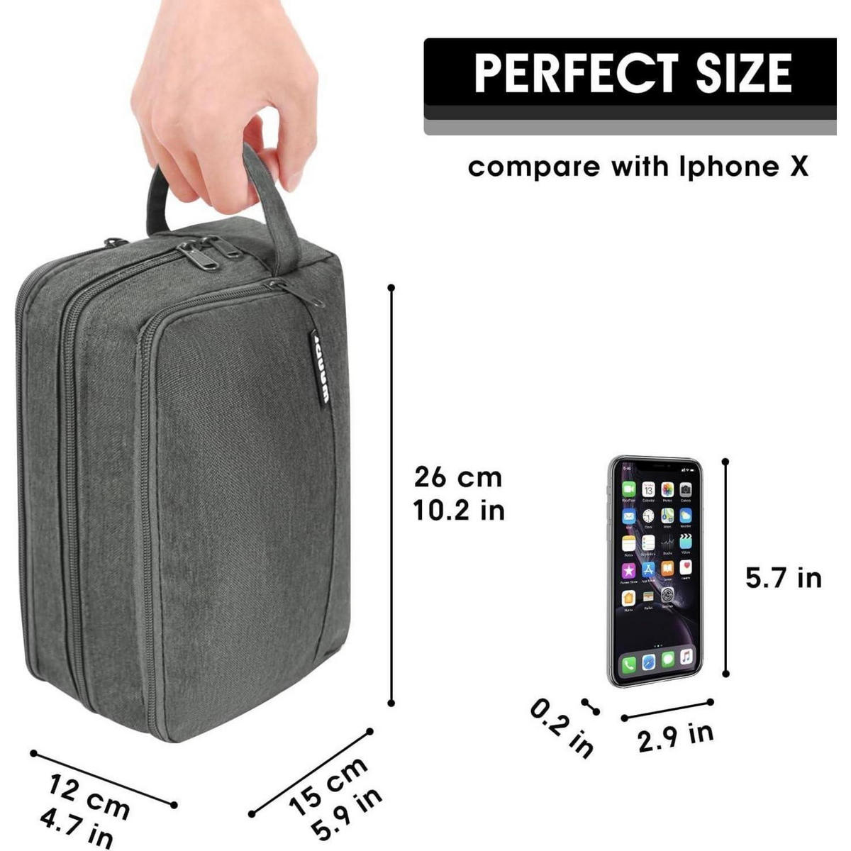 KULTURBEUTEL als Kosmetiktasche und Toilettenorganizer, grau - Grau, Textil (5/2/5cm)