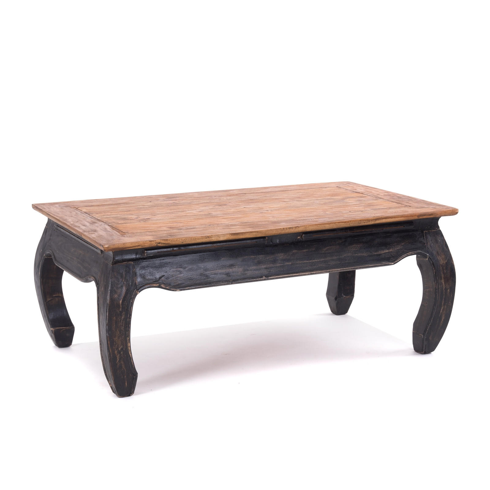 OPIUMTISCH EAST 100 Mahagoni Recyclingholz massiv 04 schwarz-natur - Graubraun, Holz (60/100/41cm) - DESIGN DELIGHTS