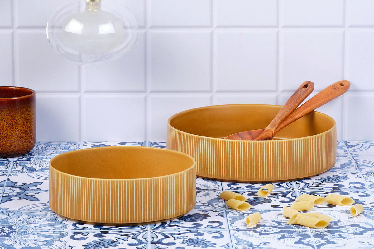 SALATSCHALEN Scandi Ø21,5cm und Ø27,5cm - 2er-Set - Ocre - Gelb, Keramik - Björn