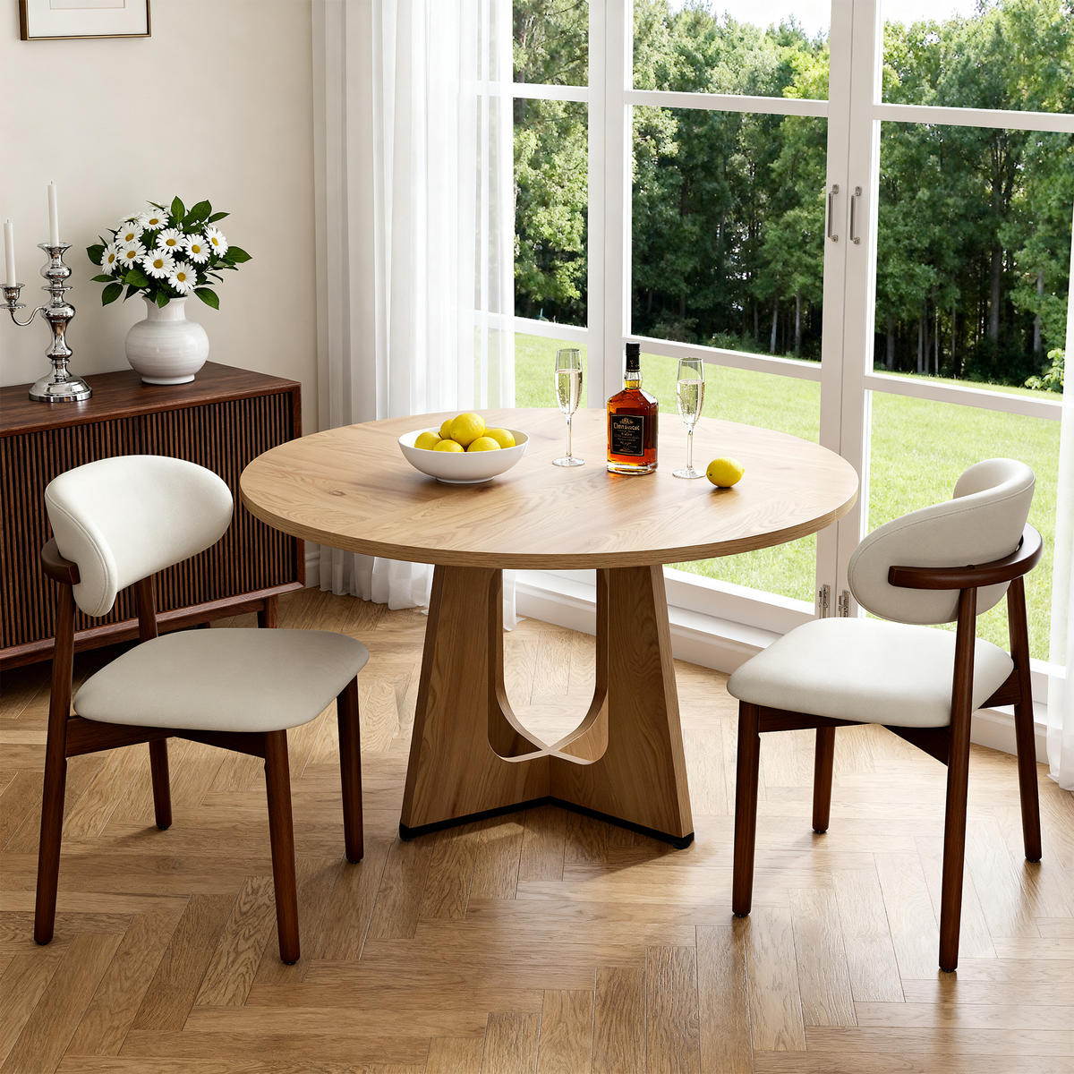 STUHL-SET DE-36244 2 Stück mit Holzbeinen Walnuss-Finish - Walnussfarben, Holz (57/45/78cm) - ComfortXL
