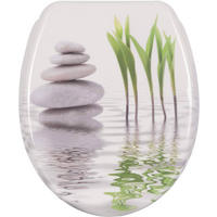 WC SITZ mit Absenkautomatik,Antibakteriell Oval,Tulip - Weiß/Grau, Kunststoff (37/2.51/45cm) - Woltu
