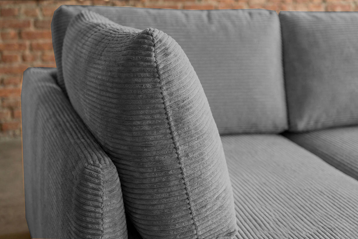 SCHLAFSOFA SADIRA Grau Cord - Schwarz/Grau, Kunststoff/Textil (288/209cm) - KAWOLA