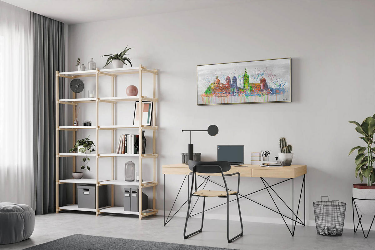 ACRYLBILD HANDGEMALT 120/60 cm - Multicolor/Grau, Holz/Textil (1.7/60cm) - KUNSTLOFT