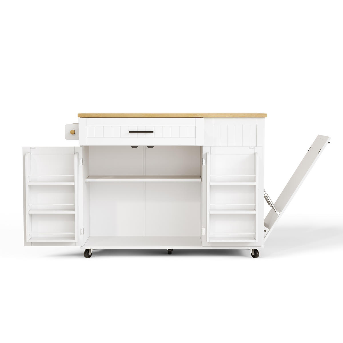 KÜCHENINSEL DE-41363 130/45-70/93 cm, mit Mülleimerschrank Weiß - Weiß, Holzwerkstoff (130/93/70cm) - ComfortXL